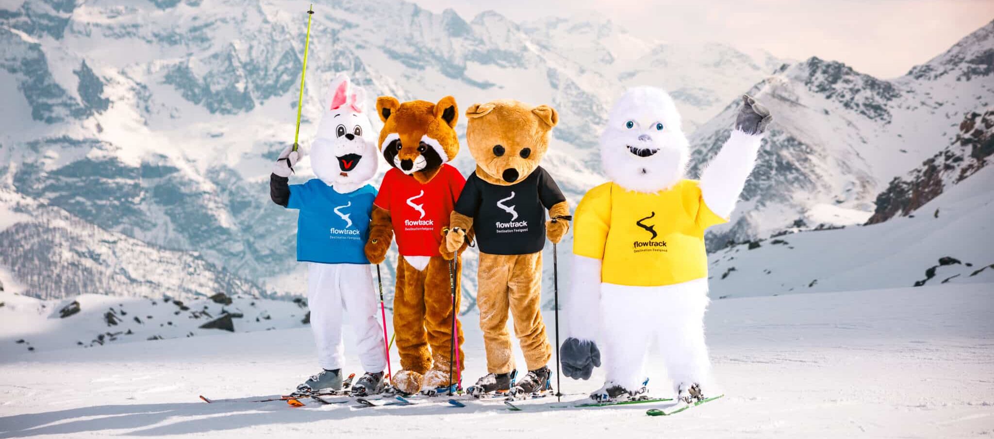 flowtrack mascottes op de piste